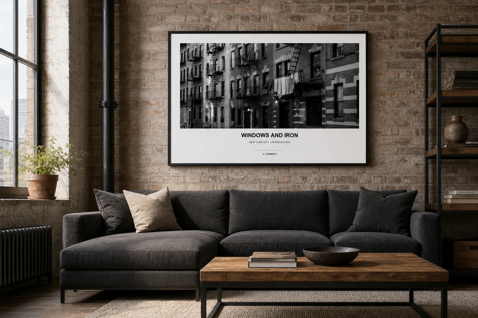 Windows and Iron wall art styled in a New York loft